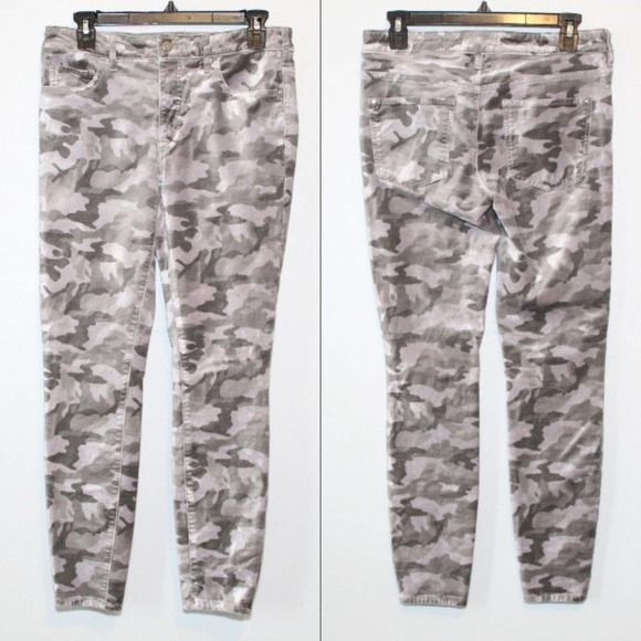 ✨2/$20 Pilcro & The Letterpress Anthro Velvet Camo Hi Rise Skinny Pant 28 H14666 - Picture 9 of 10